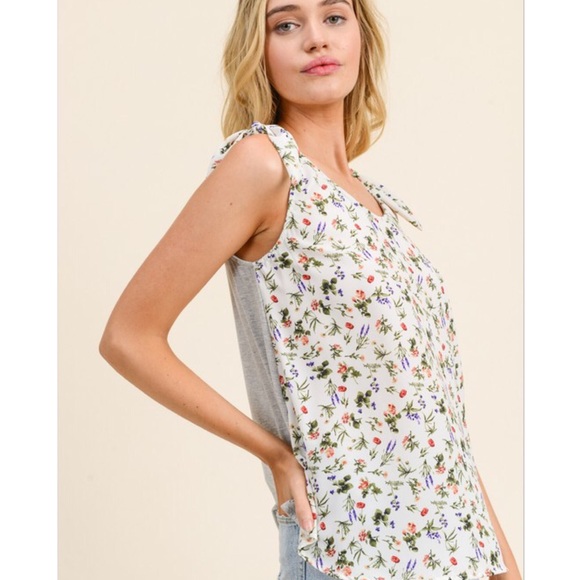 Last1️⃣Floral Sleeveless Top Gray Tank Blouse - Picture 4 of 5
